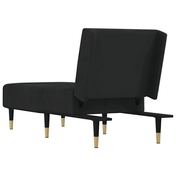 Meridienne chaise longue för inomhus tre positioner omvandlingsbar i svart sammet DEC026219 Svart