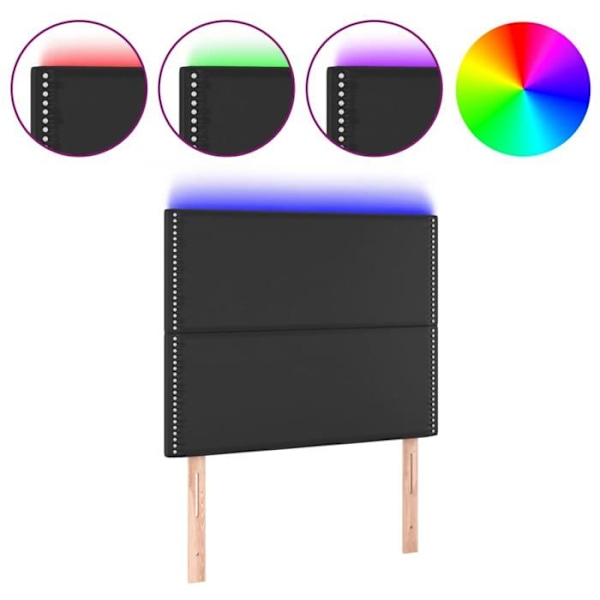 Hovedgærde - Ikke specificeret - 90x5x118/128 cm - Syntetisk læder sort - LED - Moderne design Svart