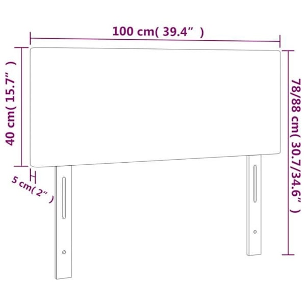 Hovedgærde til seng med LED-møbel 100 x 5 x 78/88 cm i lysegråvelour TDL0201446 Grå