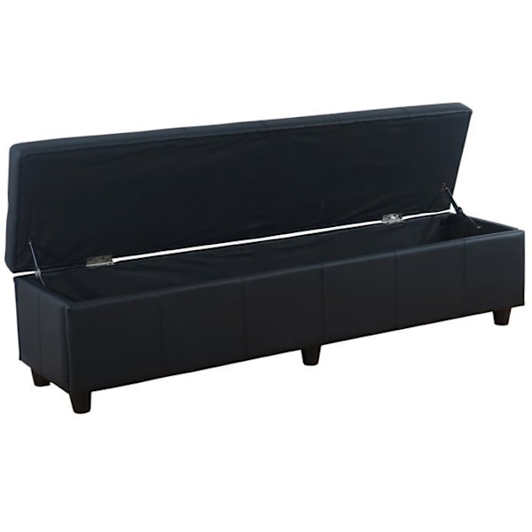Banc banquette avec compartiment de rangement 180x45x45 cm en PVC noir mat 04_0005814 Svart