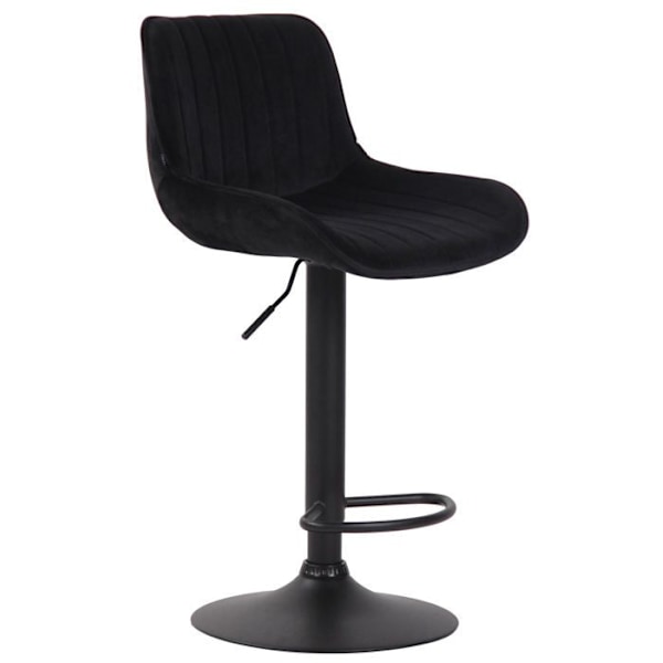 Sæt af 2 moderne, komfortable barstole, justerbare i sort velours med sort metal trompetfod