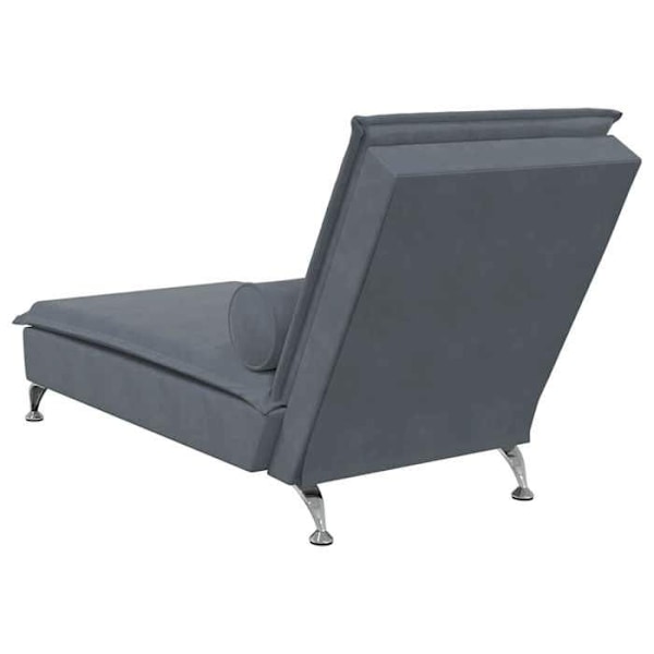 Meridienne chaise longue för inredning av massage med mörkgrå kudde i grå sammet DEC026151 Grå