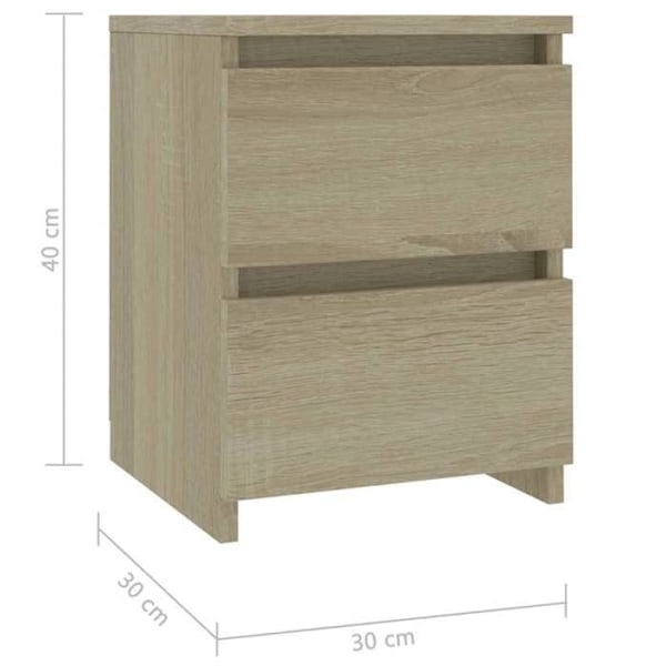 Sæt med 2 natborde med to skuffer 30 x 30 x 40 cm, ingenieurtræ, farve eg DEC035217 kastanj