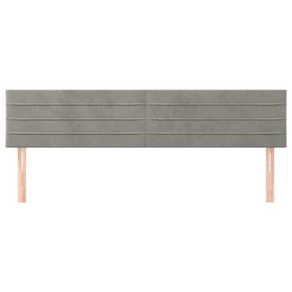 Sänggavel - Ej specificerad - 90x78/88 cm - Ljusgrå sammet - Klassisk - 2 delar Ljusgrått