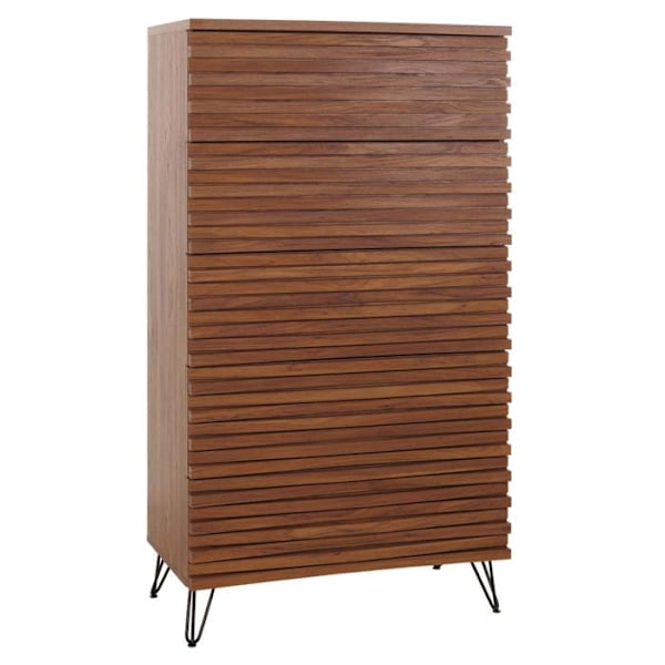 Kommode højt design 3d 5 skuffer i massivt mangotræ og metal 145x80x44 cm valnøddesign 04_0006527 kastanj