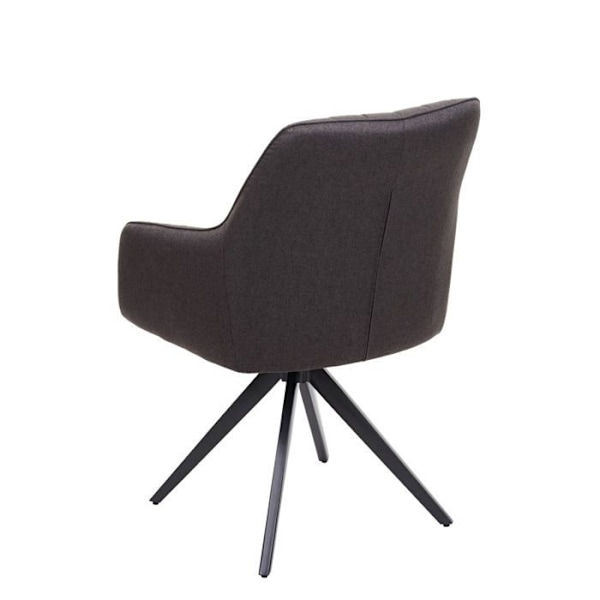 Ruokasalin tuoli, harmaanruskea kangassohva, metallinen retrodesign.