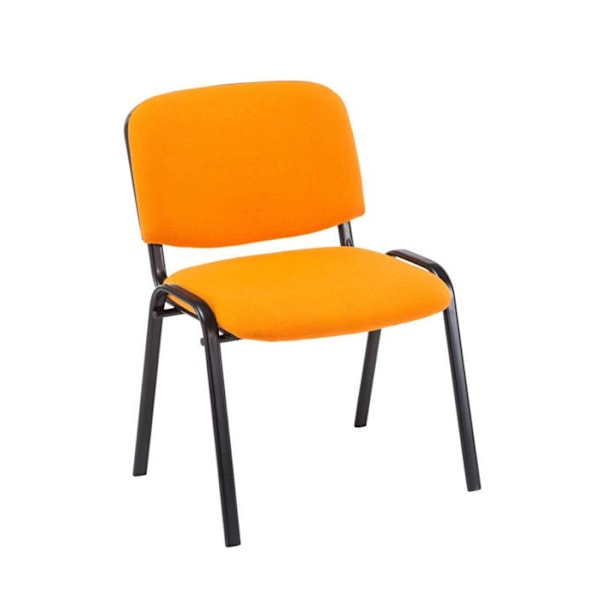 Set om 4 stapelbare besöksstolar i orange tyg för väntrum med 4-fots svart metallunderrede 10_0003194 Metall