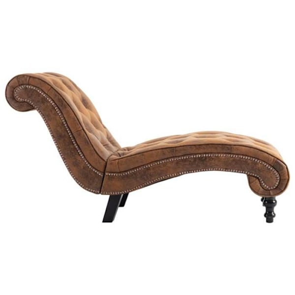 Meridienne chaise longue soffa för inredning klädd i brunt PVC mocka DEC026200 kastanj