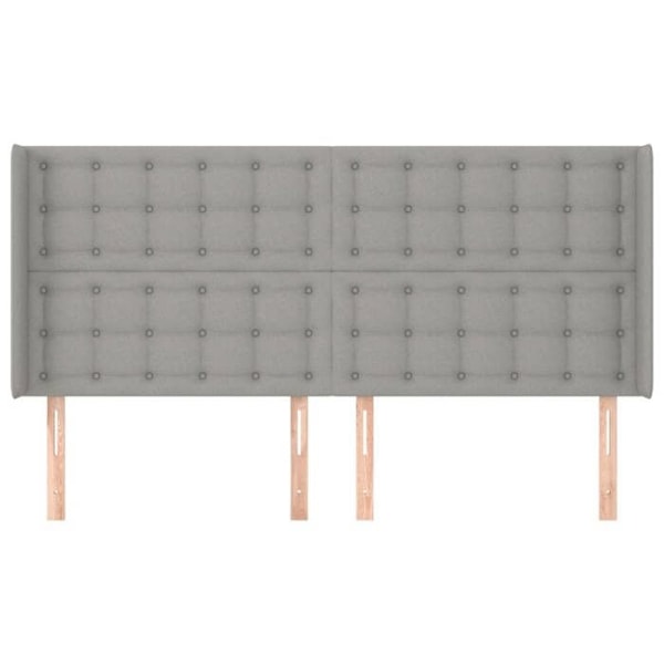 Sänggavel tillbehör för sovrum möbel med sidokant 203 x 16 x 118/128 cm ljusgrått tyg TDL0205191 Grå