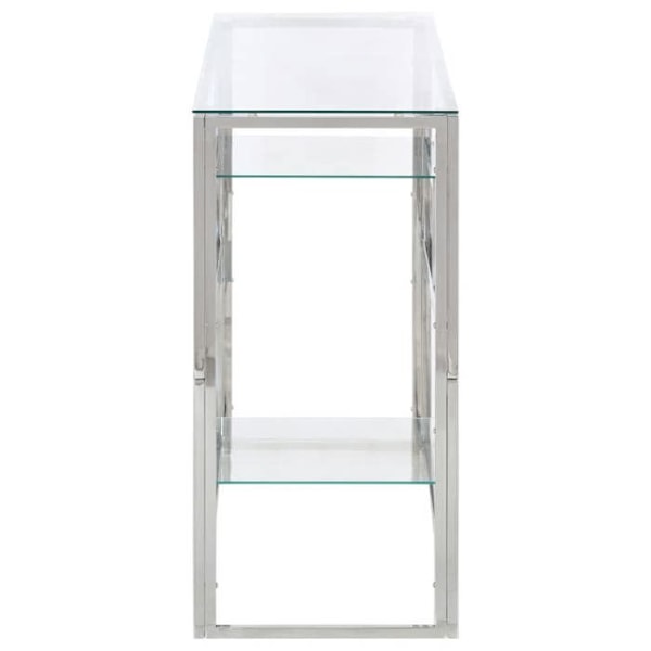 Konsolbord 110 x 35 x 70 cm i rustfrit stål i sølv og hærdet glas DEC031333 Silver