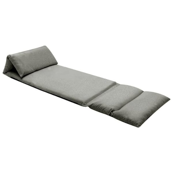 Fällbar justerbar golvfauteuil lång stol i mikrofiber grå DEC026235 Grå