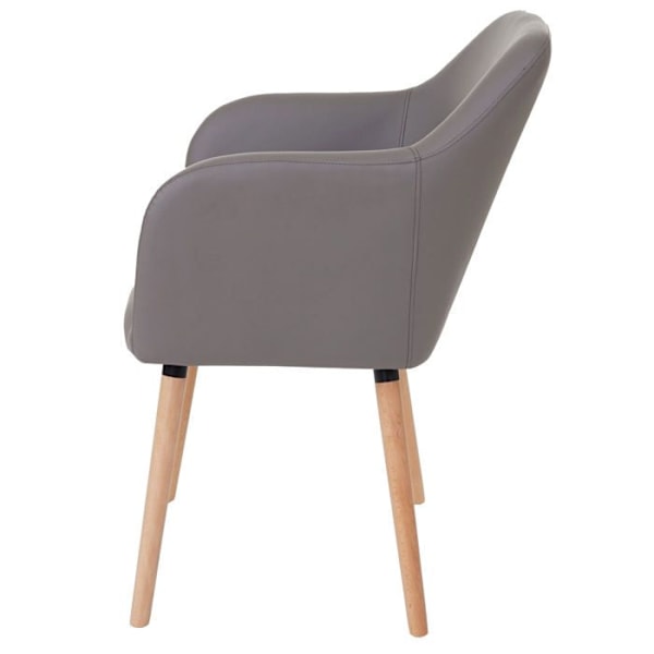 Retro design spisebordsstol til køkken i grå taupe syntetik med lyse træben 04_0002362 kastanj