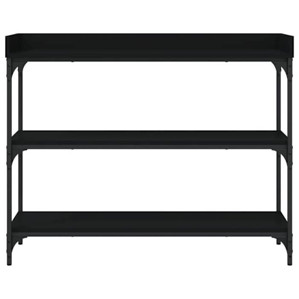 Praktisk console sidetabel med opbevaringshylder 100 x 30 x 80 cm ingeniørtræ og sort metal DEC031668 kastanj
