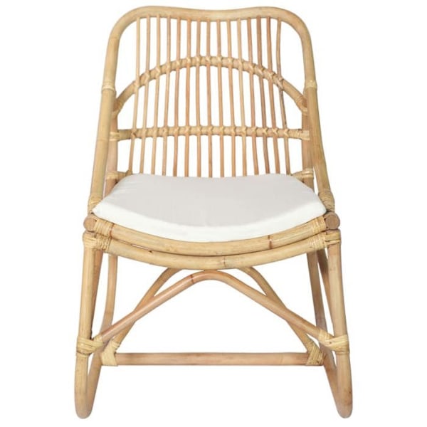 Rustik loungestol i rattan med hvid pude DEC026793 Vit