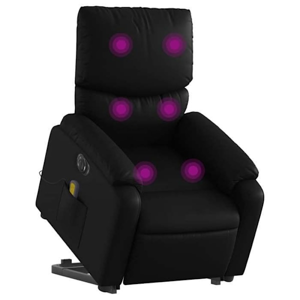 Massagefåtölj med lutningsfunktion och elektrisk lyftfunktion i svart PVC DEC027805 Svart