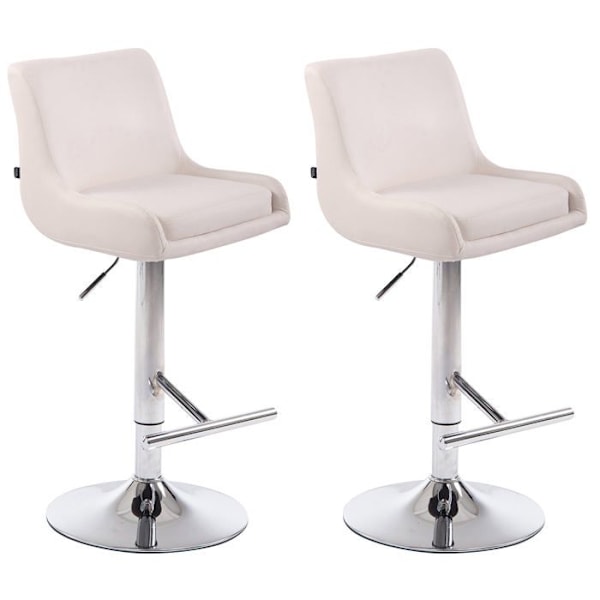 Set med 2 barstolar med modernt design i vit syntetisk material, metallben med kromlook TDB10463 Vit