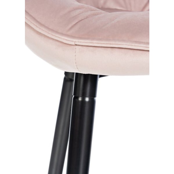 Barstol høj x1 sæde med tuftet effekt i lyserødt velour og sort metal 10_0004889 Metall
