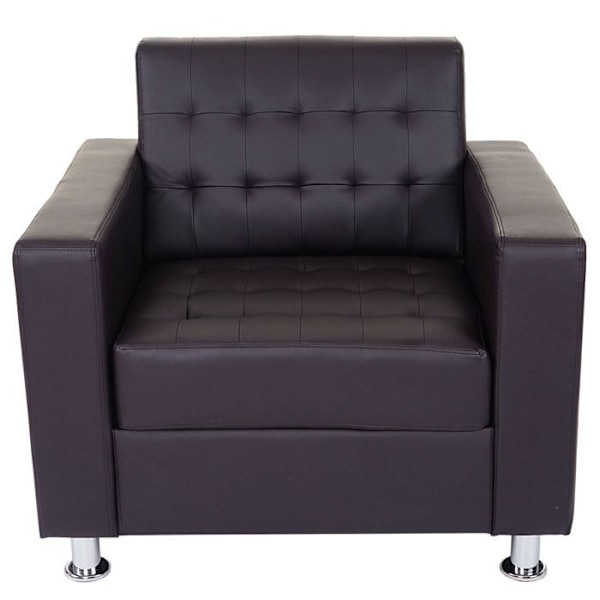Lounge-fåtölj i syntetiskt material i kaffefärg med metallben, modern design 04_0003125 Metall