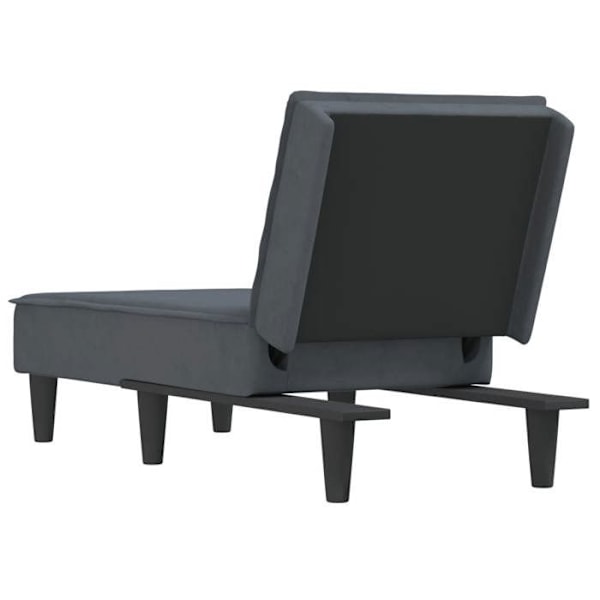Meridienne chaise longue til indendørs tre justerbare positioner konvertibel i mørkegrå fløjl DEC026185 Grå
