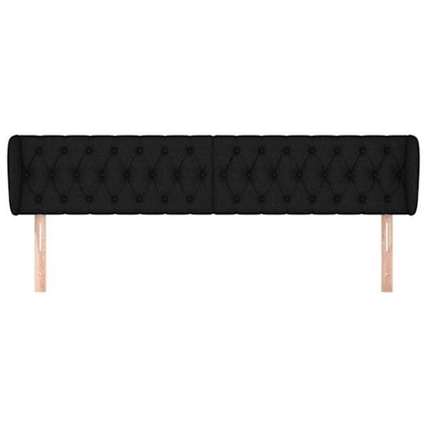 Hovedgærde til seng med sidelæne 203 x 23 x 78/88 sort stof