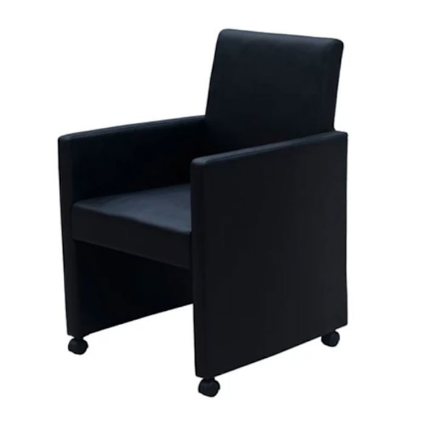 Sæt af 2 spisestuestole til køkken på hjul, moderne og ergonomisk design i sort syntetisk materiale