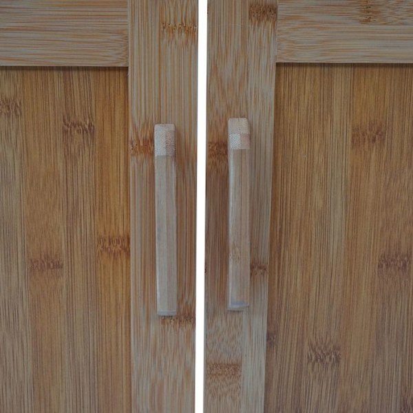 Pesuallashylly kylpyhuonekaluste, jossa ovet ja hylly 60 x 60 x 30 valkoinen ja bambu