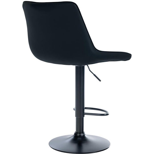 Barstol x1 justerbar i højden, 360° roterende, sæde i sort PVC med vertikal syning, sort metalben 10_0005423 Metall