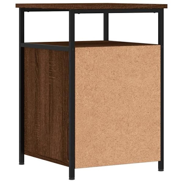 Sæt med 2 natborde med skab med dør 40 x 42 x 60cm ingeniørtræ brun og jern DEC035863 kastanj