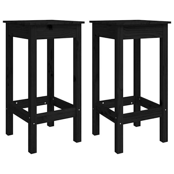 Sæt af 2 barstole med fodstøtte, enkelt design, 40 x 40 x 78 cm i sort fyrretræ DEC025187 kastanj