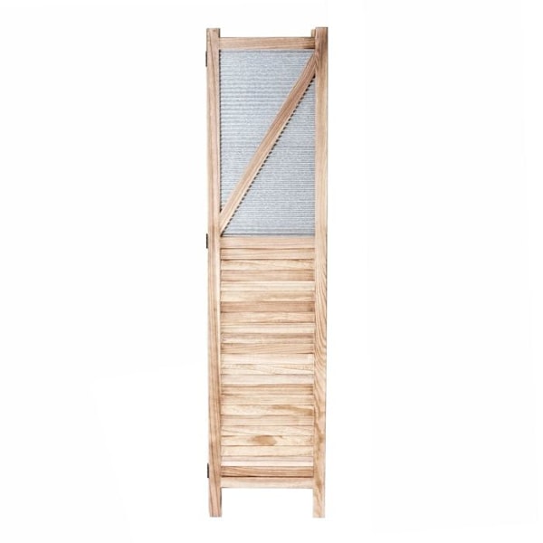 Paravent - Décoshop26 - 4 Paneelia - Puuta ja Metallia - 170x160x2cm - Käännettävä ja Magneettinen kastanj