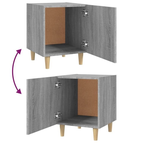 Sats av 2 sängbord 40 x 40 x 50 cm med fack med dörr i gråingenjörsträ DEC035753 kastanj