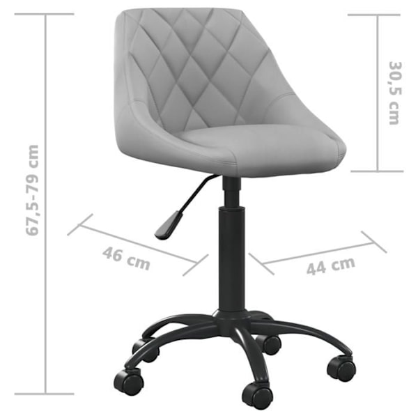 Arbejdshenjeseat med hjul i lys grå fløjl DEC025041 Grå