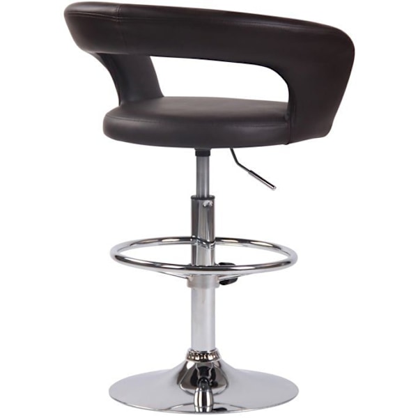 Barstol x1 modern sittplat i brun PVC, ben och fotstöd i kromat metall 10_0004992 kastanj
