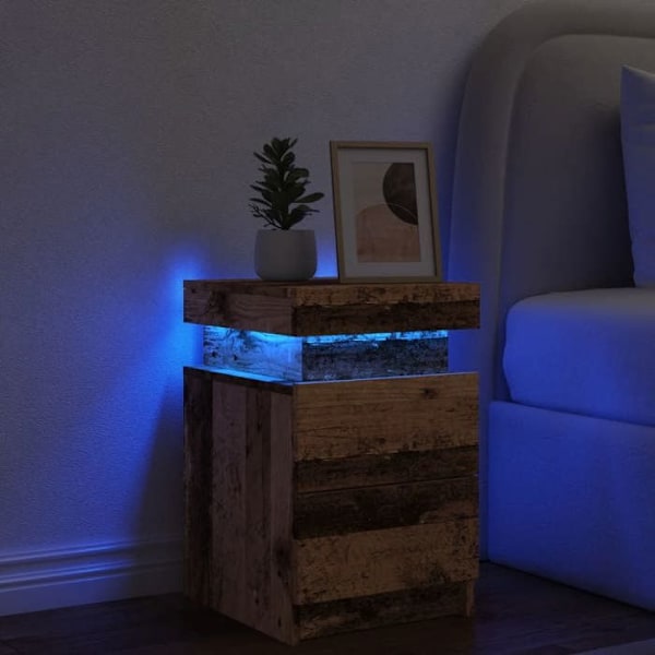 Yötaulukko LED-valolla ja laatikoilla 35 x 39 x 55 cm ruskea insinööripuuta DEC033909 kastanj