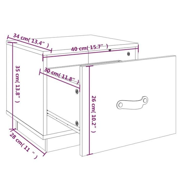 Nattesbord med skuffe 40 x 34 x 35 cm sort fyrretræ DEC034417 kastanj