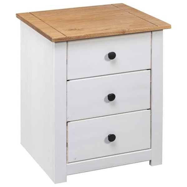 Natbord med 3 skuffer 46 x 40 x 57 cm massiv fyrretræ hvid DEC033412 Vit