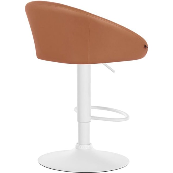 Swarvbarstol med 360° vridbar sits, justerbar höjd i brunt PVC, vit metallfot, 10_0004772 Vit