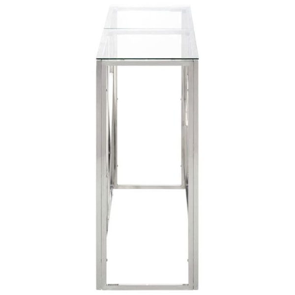 Konsolbord entrémøbel stue i rustfrit stål sølv og hærdet glas DEC031612 Silver