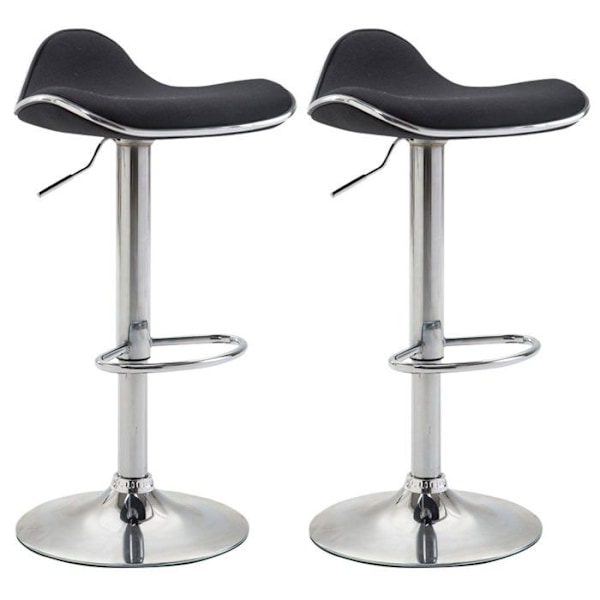 Sæt med 2 barstole med ergonomisk sæde i sort stof, fod i trompetform i metal 10_0004409 Metall
