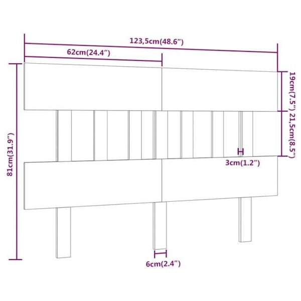 Huvudgavel till säng, sovrumsmöbel 123,5 x 3 x 81 svart furu