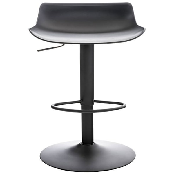 Barstole x4 med fodstøtte, højdejusterbart, moderne design i sort plastik og sort metal 10_0004498 Metall
