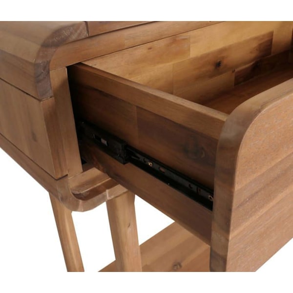 "Table console side table med to hylder og to skuffer i akacietræ 80x120x35 cm 04_0008493" kastanj