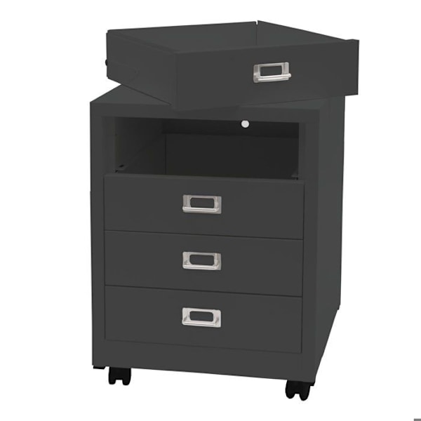Caisson à tiroirs de bureau 55x40x41 cm 4 tiroirs en acier gris foncé 04_0008267 Grå
