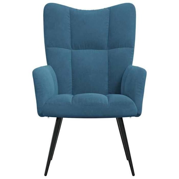 Moderne blå velour loungestol med stålramme DEC026646 Blå