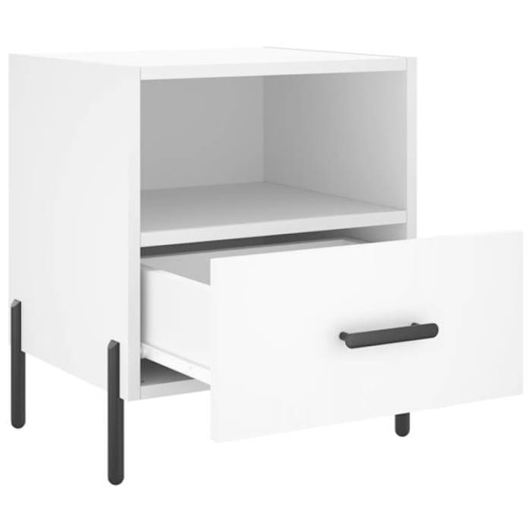 Sæt med 2 natborde med skuffe og åbent rum 40 x 35 x 47,5 cm hvid ingeniørtræ DEC034914 Vit