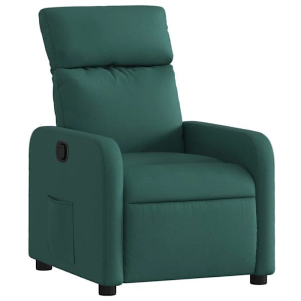 Fauteuil relax TV med komfortabel polstring, manuelt hældningsfunktion i mørkegrøn stof DEC028215 Guld