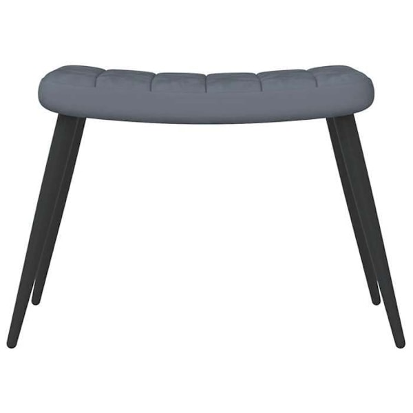 Soffa lounge fåtölj i modern design med fotpall i mörkgrå sammet DEC026524 Grå