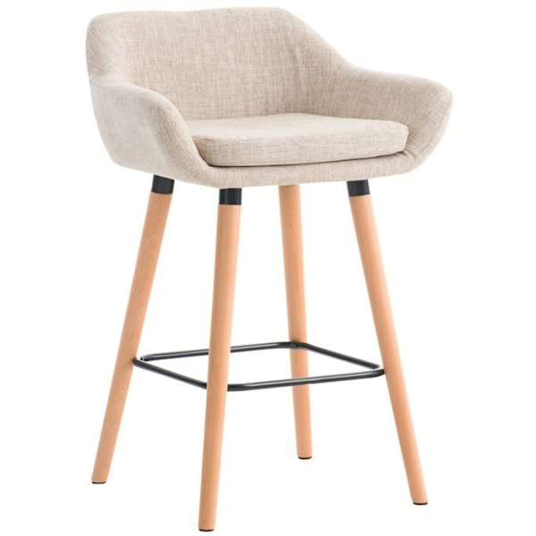 Lounge bar taburet x1, skandinavisk design, stoff belægning i creme, ben i træ, fodstøtte i metal 10_0004922 kastanj