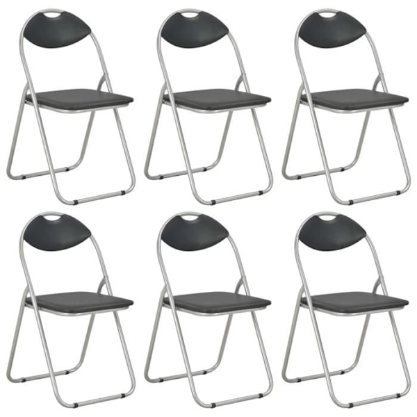Matsalsstolar - Design - Set om 6 - Fällbara - Syntetiska - Svart Svart