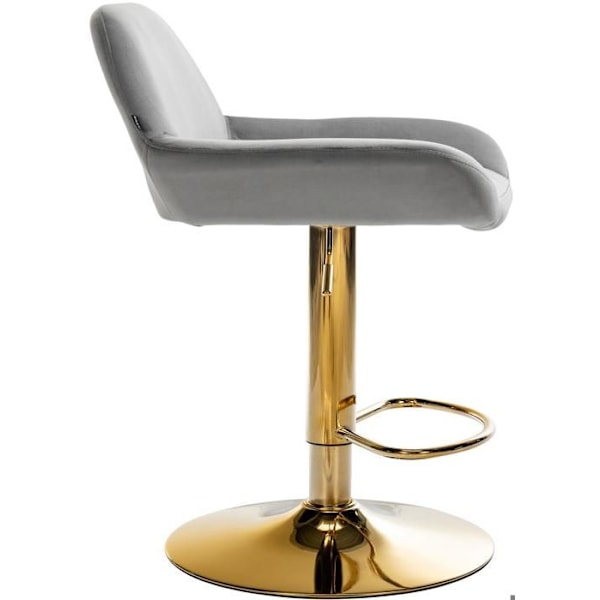 Baari stool x1, kullattu jalat kaareva kultainen metallijalka, harmaa sametti-istuin 10_0004542 Grå